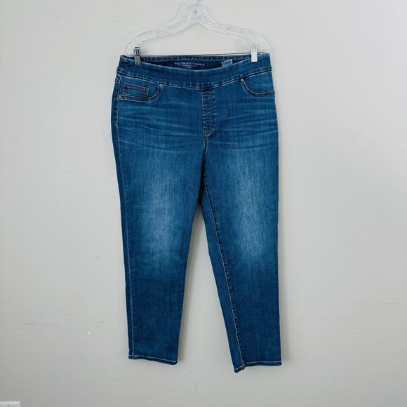 Chicos Blue Jean Pull On Jegging Ankle Women’s Size 14 R - Picture 1 of 8